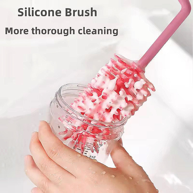 Silicon bottle or pump parts cleansing brush set.
