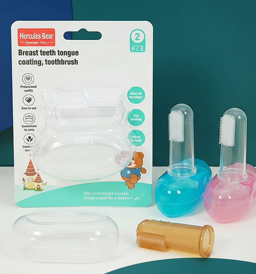 Newborn baby silicon gum finger brush.