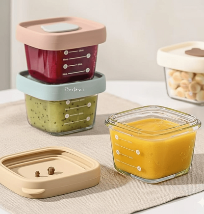 Premium quality Baby glass and silicon food containers.
