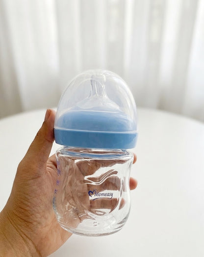 Momeasy Wide-Neck Glass Feeding Bottle (120ml / 4oz)