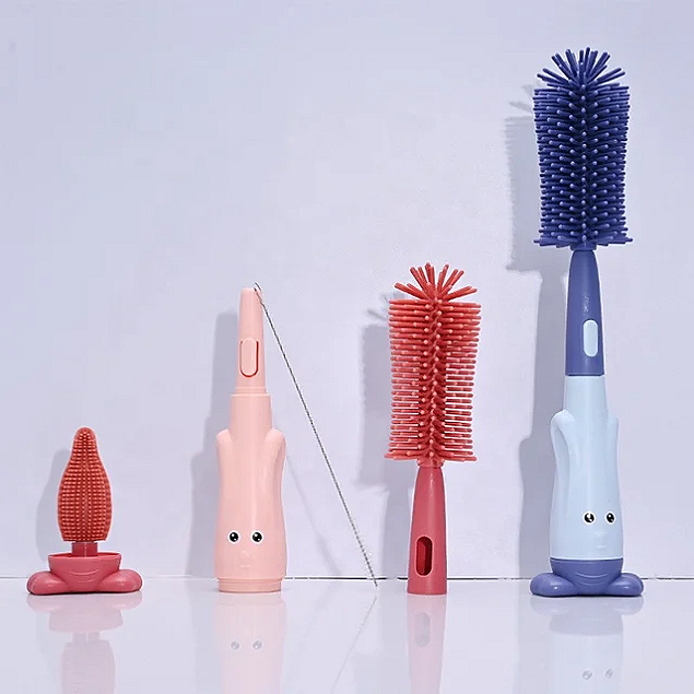 3-in-1 Silicone Baby Bottle Brush Set