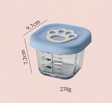 Baby glass and silicon food containers.