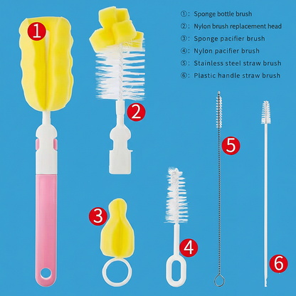 6 pcs baby feeder or pump parts cleaning sponge brush set .