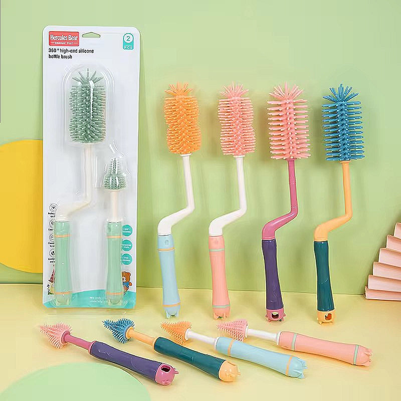 Silicon bottle or pump parts cleansing brush set.