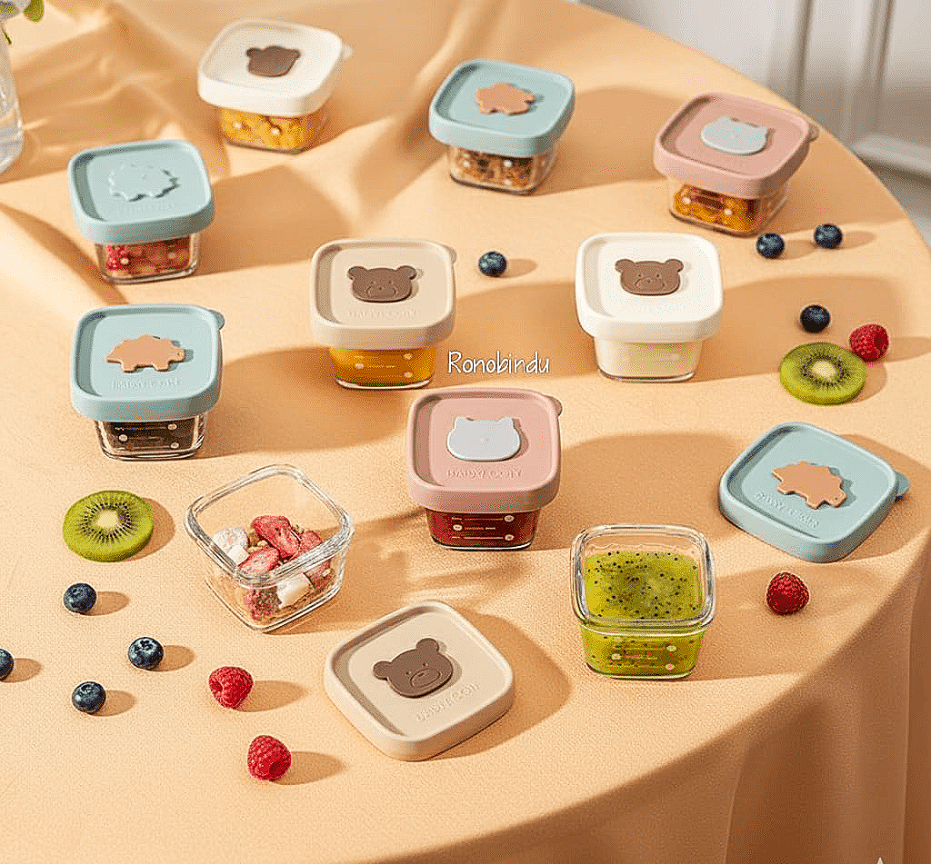 Premium quality Baby glass and silicon food containers.