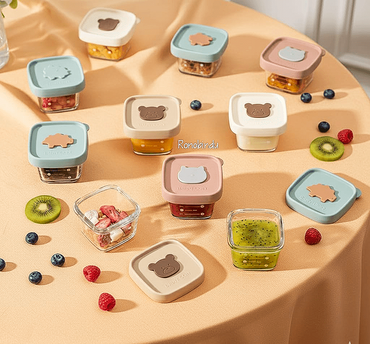 Premium quality Baby glass and silicon food containers.
