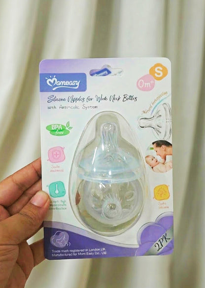 Momeasy Silicone Nipples for Wide Neck Bottles (2PK)