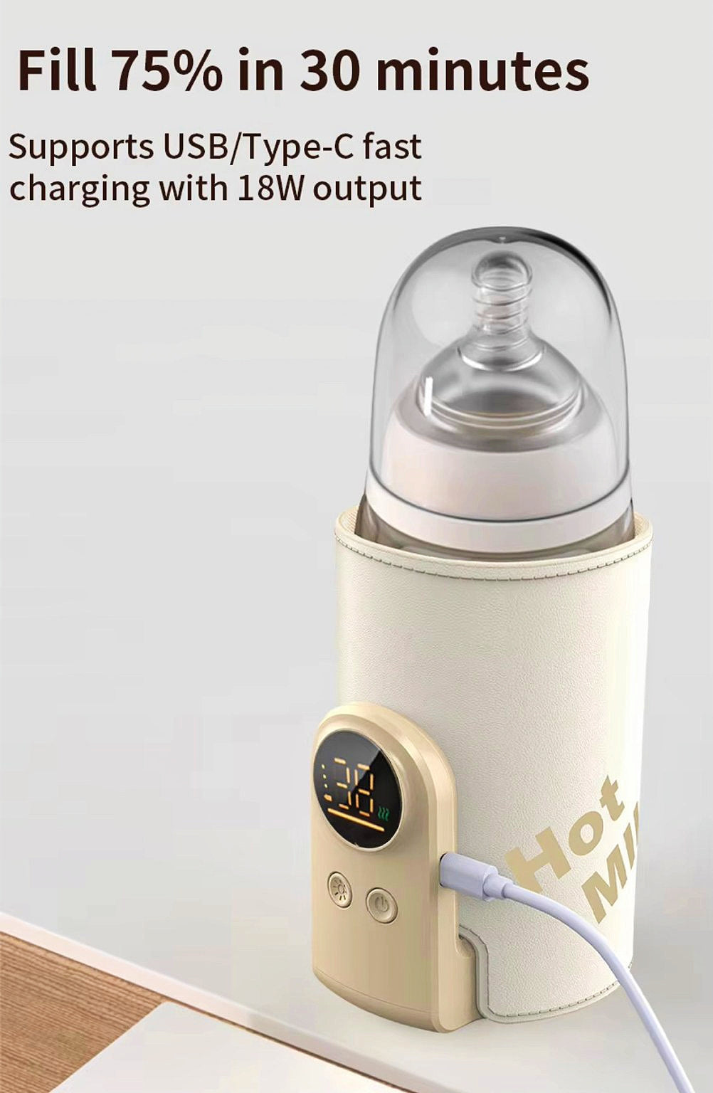 RECHARGABLE PORTABLE BABY BOTTLE WARMER.