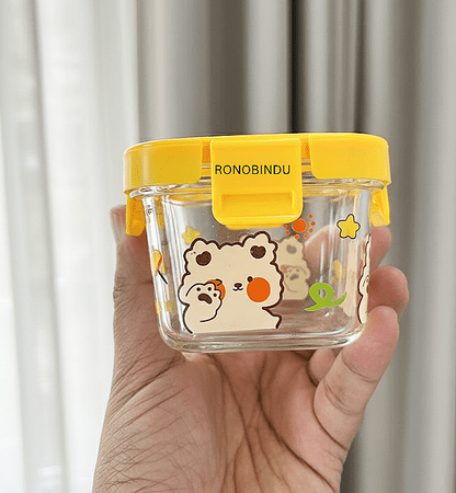 Baby glass food containers.