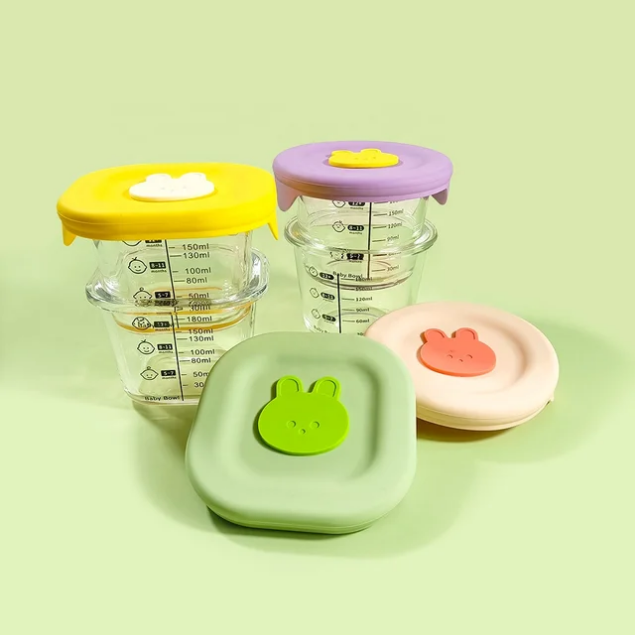 Glass Baby Food Storage Jar with Silicone Lid