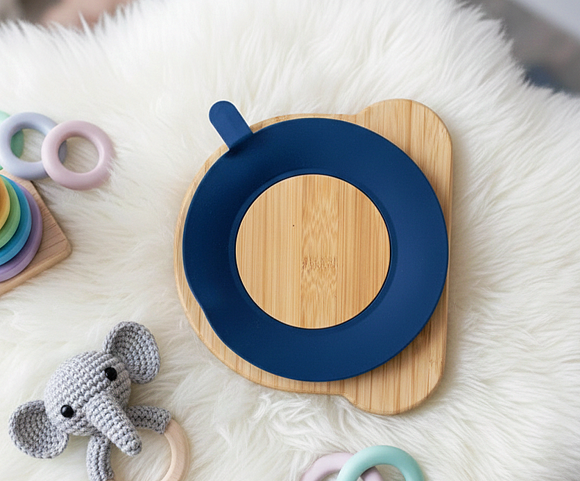 Baby wooden baby Feeding plate and spoon set.