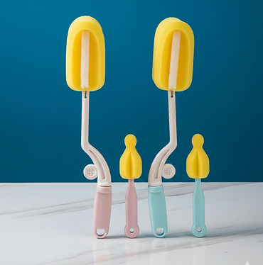 2 pcs baby feeder or pumping parts cleaning sponge brush set .