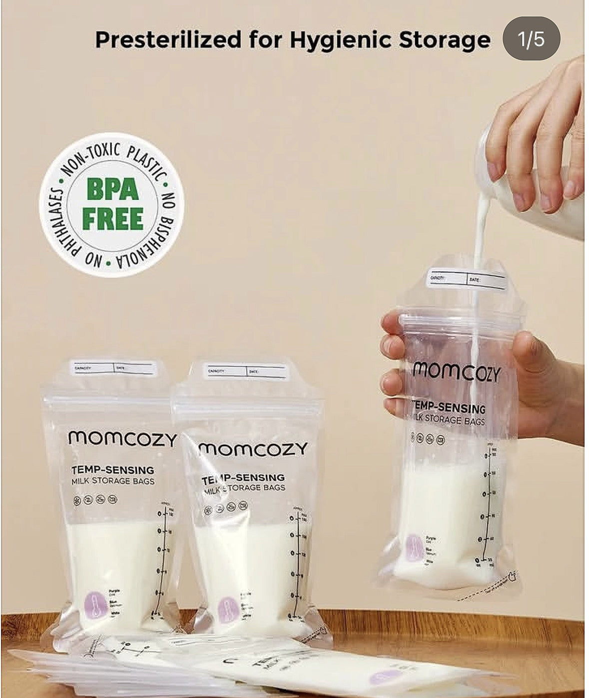 Momcozy breastmilk storage bags. (10 pcs) (disposable)