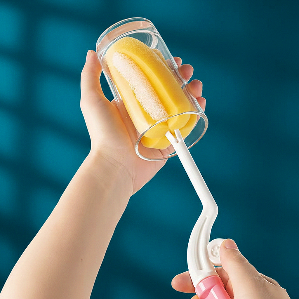 2 pcs baby feeder or pumping parts cleaning sponge brush set .