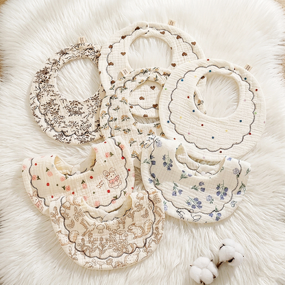 Muslin Round shape bibs.2 pcs