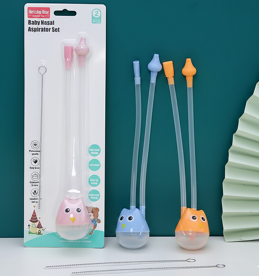 Baby manual nasal aspirator with cleaning tool set.