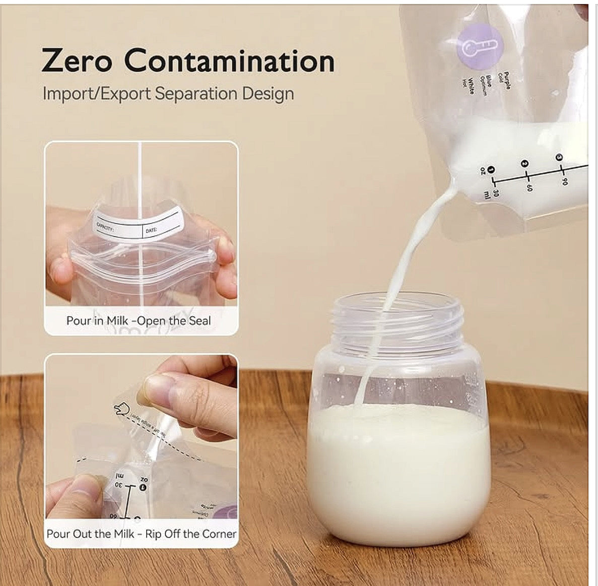 Momcozy breastmilk storage bags. (10 pcs) (disposable)