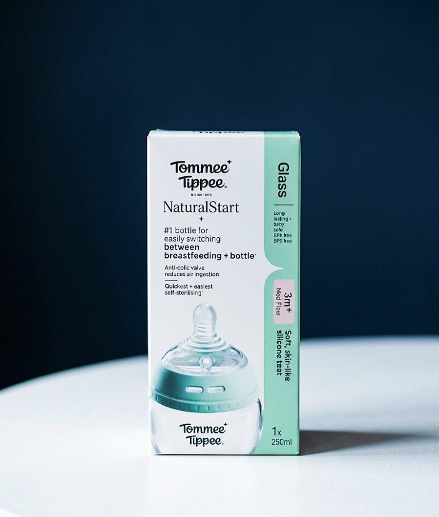 Tommee Tippee NaturalStart Glass Baby Bottle – 250ml (3m+)