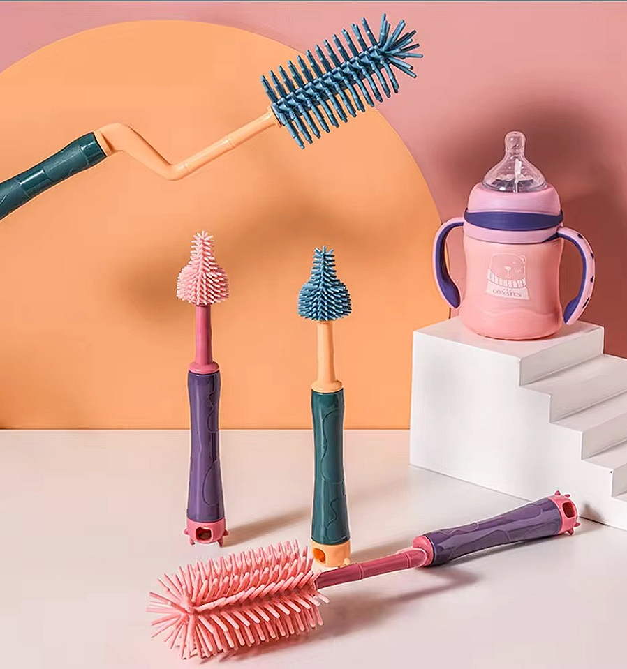Silicon bottle or pump parts cleansing brush set.