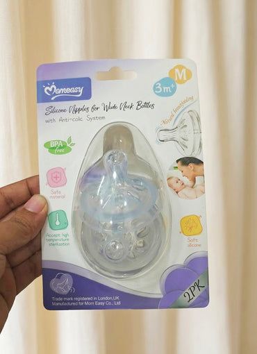 Momeasy Silicone Nipples for Wide Neck Bottles (2PK)