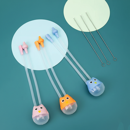 Baby manual nasal aspirator with cleaning tool set.