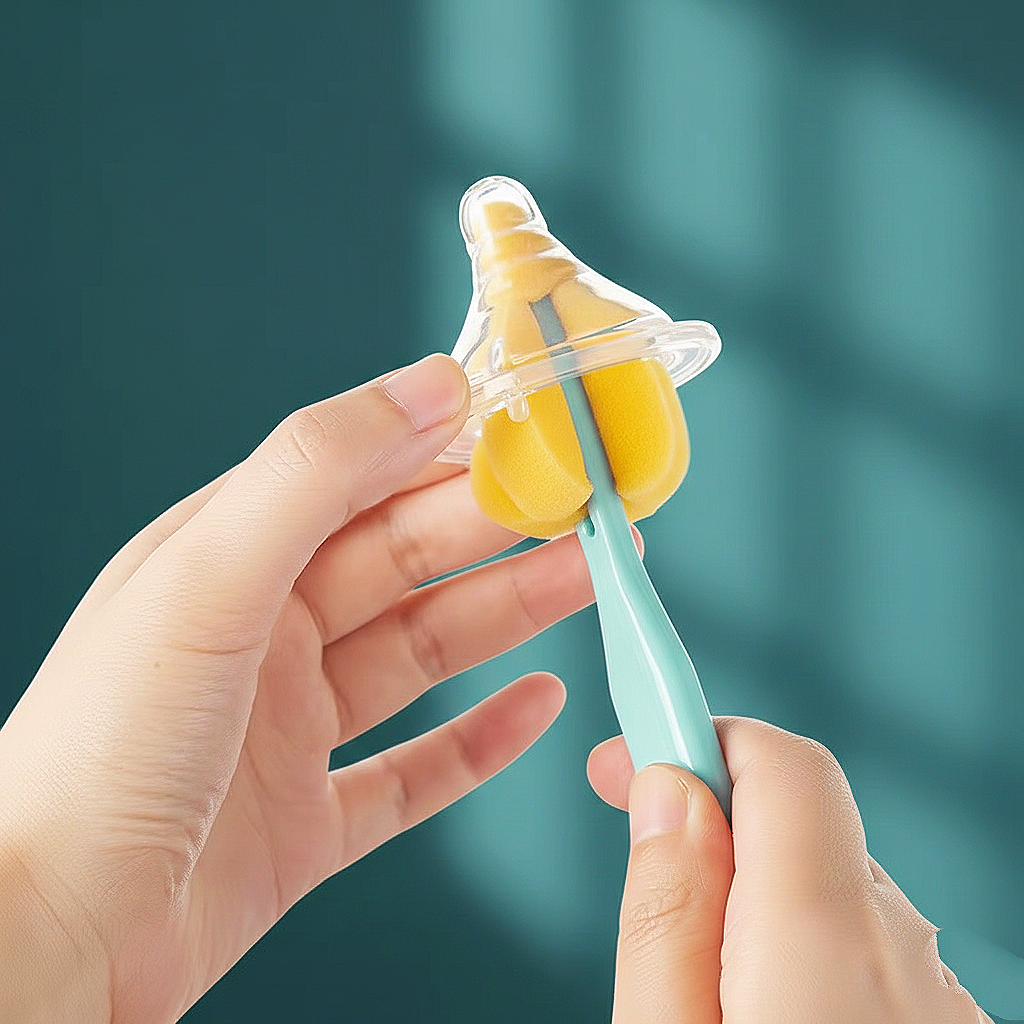 2 pcs baby feeder or pumping parts cleaning sponge brush set .