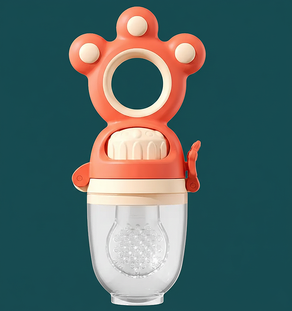 Silicon fruit pacifier with 2 extra nipples and box