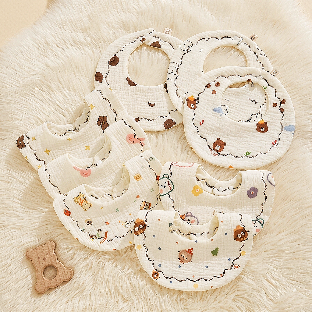 Muslin Round shape bibs.2 pcs