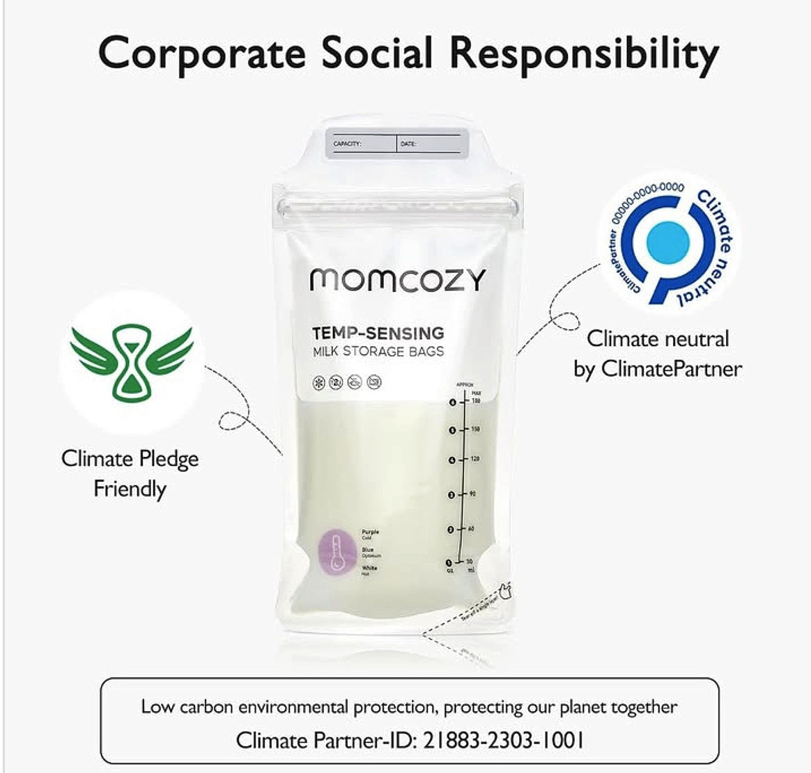 Momcozy breastmilk storage bags. (10 pcs) (disposable)