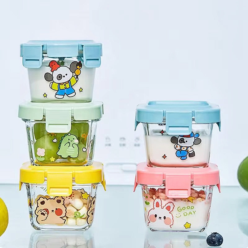 Baby glass food containers.
