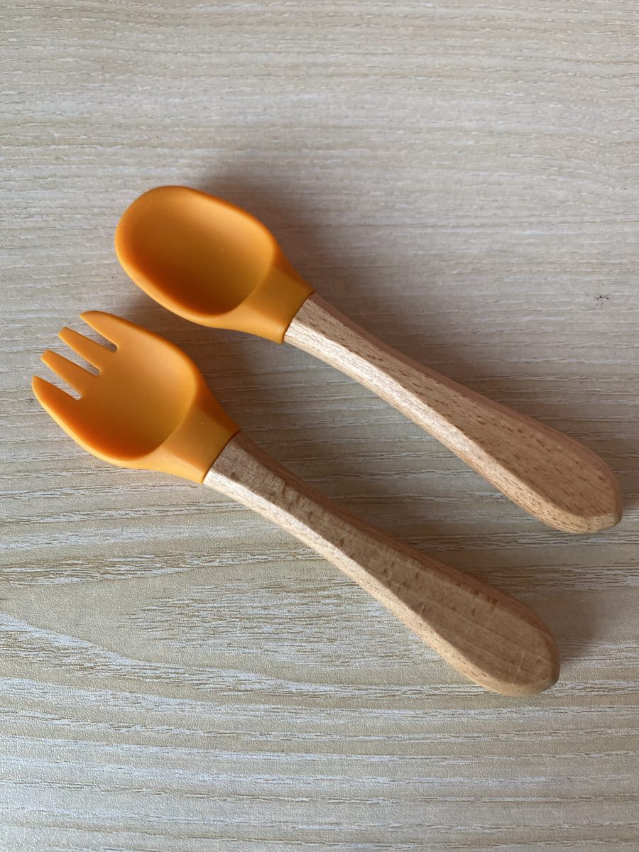 Silicon Wooden feeding spoon set . - Image 5